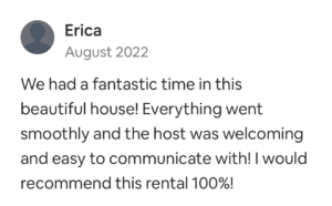 A person 's review of the rental house